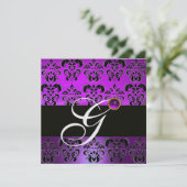 PAARS ZWART DAMAST MONOGRAM AMETHYST WIT IJS KAART (Staand voorkant)