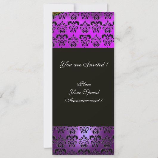 PAARS ZWART DAMAST MONOGRAM , wit Kaart (Achterkant)