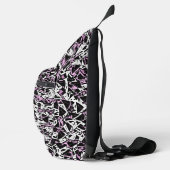 Paars Zwart Driehoek Patroon Sling Bag (Rechts)