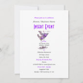 Paars zwart elegant feest kaart (Achterkant)