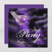 Paars zwart elegant formeel feest kaart (Voorkant / Achterkant)