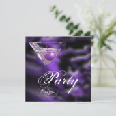 Paars zwart elegante formele party kaart (Staand voorkant)