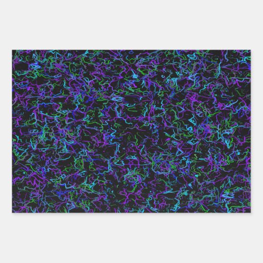 Paars, zwart en blauw Abstract Inpakpapier Vel (Voorkant 2)