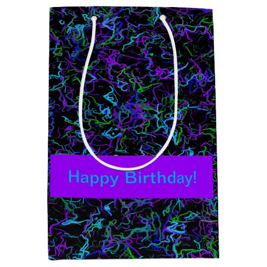 Paars, zwart en blauw Abstract Medium Cadeauzakje (Voorkant)