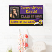 Paars, zwart, en gouden Afstuderen Spandoek (Insitu)