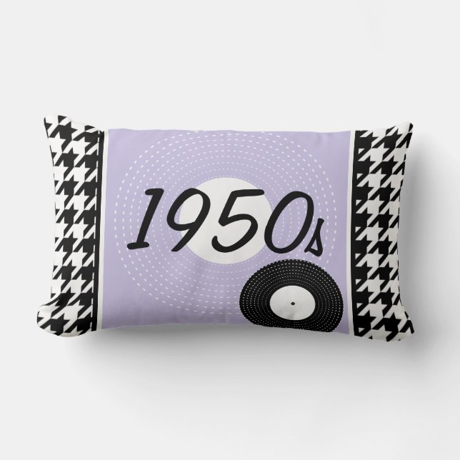 Paars, zwart en wit 1950-thema kussen (Voorkant)