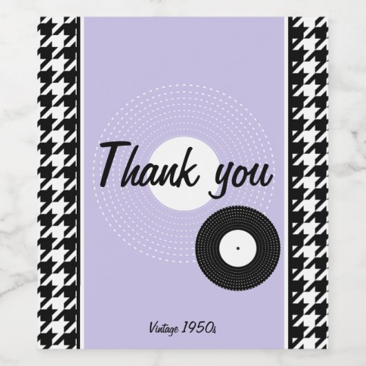 Paars, zwart en wit 1950s thema ingecheckt wijn etiket (Enkel label)