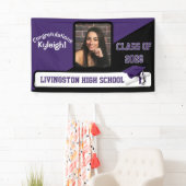 Paars, zwart en wit Afstuderen Spandoek (Insitu)