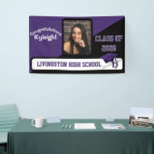 Paars, zwart en wit Afstuderen Spandoek (Beurs)