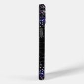 Paars zwart geborsteld metaal glitter monogram Case-Mate iPhone case (Achterkant / Rechts)