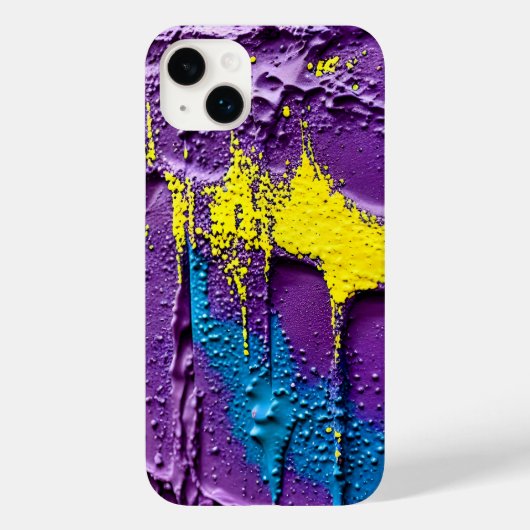 Paars zwart-gele explosiekleurenflaun Case-Mate iPhone case (Achterkant)