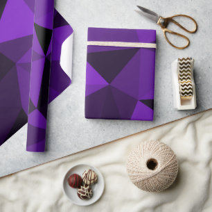 Paars zwart geometrisch gaas patroon cadeaupapier