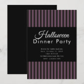 Paars & zwart gestreepte Halloween-dinerfeest Kaart (Voorkant / Achterkant)