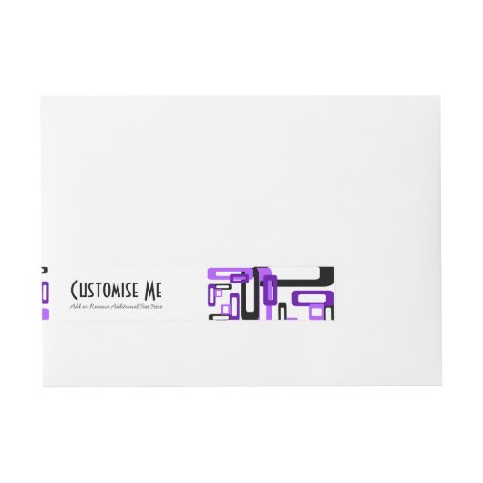 Paars/zwart gevulde rechthoeken (monogram) omwikkelbaar adreslabel (Voorkant)