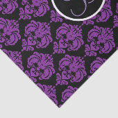 Paars & Zwart Glam Damask Monogram Letter Initiaal Tissuepapier (Detail)