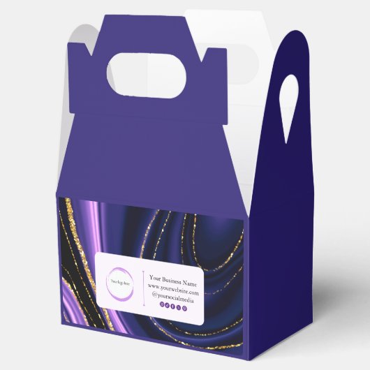 Paars Zwart Goud Marmer Klein Zakelijk Bedankdoosjes (Geopend)