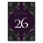 Paars zwart grijs Roos Gothic Wedding Table Number Kaart (Voorkant)