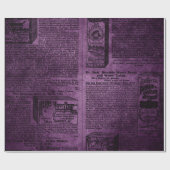 Paars & Zwart Grunge Vervuild Oude Krant Cadeaupapier (Vlak)