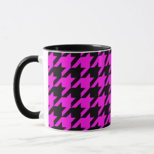 Paars Zwart Houndstooth Schotse ruit Mok