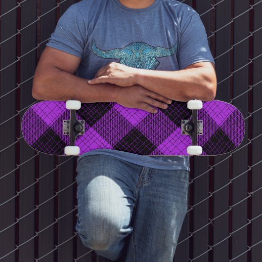 Paars Zwart Kruisraster Buffalo Check Persoonlijk Skateboard (Buiten 3)