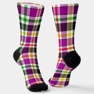 Paars Zwart Multicolor Flanel Geruit Schots Sokken