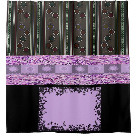 Paars zwart puntsgordijn douchegordijn (Voorkant)