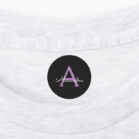 Paars zwart Script Girly Monogram Naam