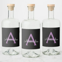 Paars zwart Script Girly Monogram Naam