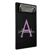 Paars zwart Script Girly Monogram Naam Mini Klembord (Schuin)