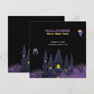 Paars Zwart Speels Plezier Halloween (Rechthoek) Kaart