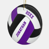 paars zwart sportteam vertolkt volleybal jongens keramisch ornament (Links)