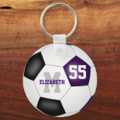 paars zwart team kleuren jongens sportvoetbal sleutelhanger (Voorkant)