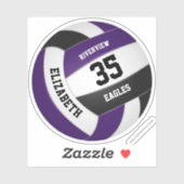 paars zwart team kleuren meisjes volleybal sticker (Vel)