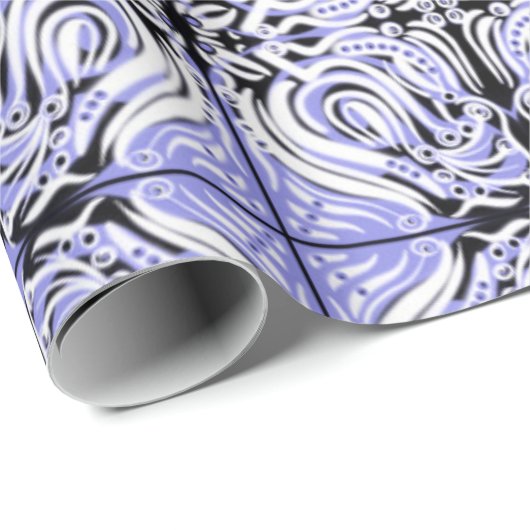 Paars zwart-wit, Abstract, herhaal patroon Cadeaupapier (Rol Hoek)