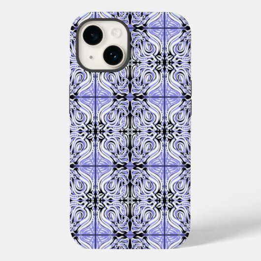 Paars zwart wit  Abstract herhaal patroon Case-Mate iPhone Case (Achterkant)