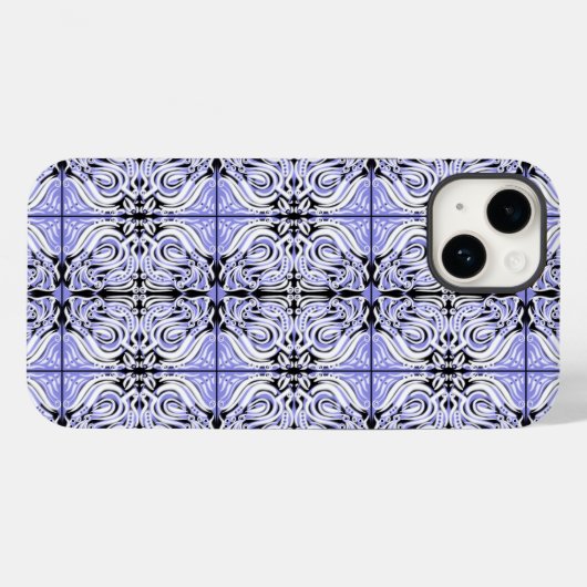 Paars zwart wit  Abstract herhaal patroon Case-Mate iPhone Case (Achterkant (horizontaal))