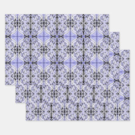 Paars zwart-wit, Abstract, herhaal patroon Inpakpapier Vel