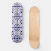 Paars zwart-wit, Abstract, herhaal patroon Persoonlijk Skateboard (Voorkant)