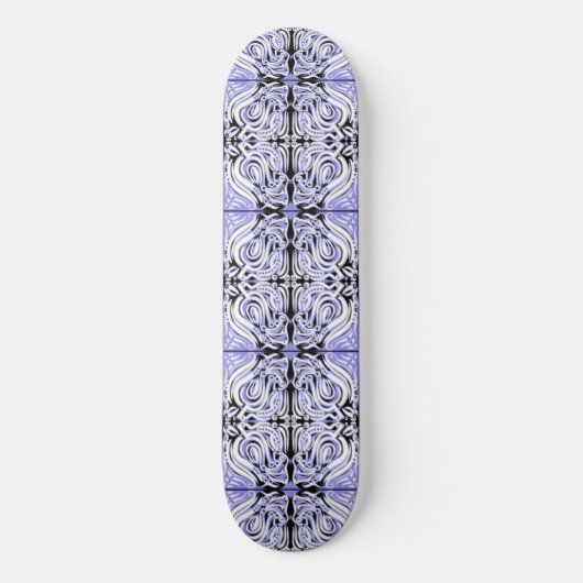 Paars zwart-wit, Abstract, herhaal patroon Persoonlijk Skateboard (Voorkant)