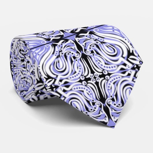 Paars zwart wit Abstract herhaal patroon Stropdas (Opgerold)