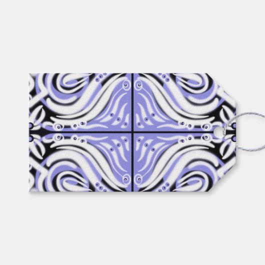 Paars zwart wit, Abstract patroon Cadeaulabel (Voorkant (Horizontaal))