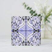 Paars zwart wit, Abstract patroon Feestdagenkaart (Staand voorkant)