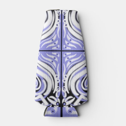 Paars zwart wit Abstract patroon Flesjeskoeler (Voorkant)