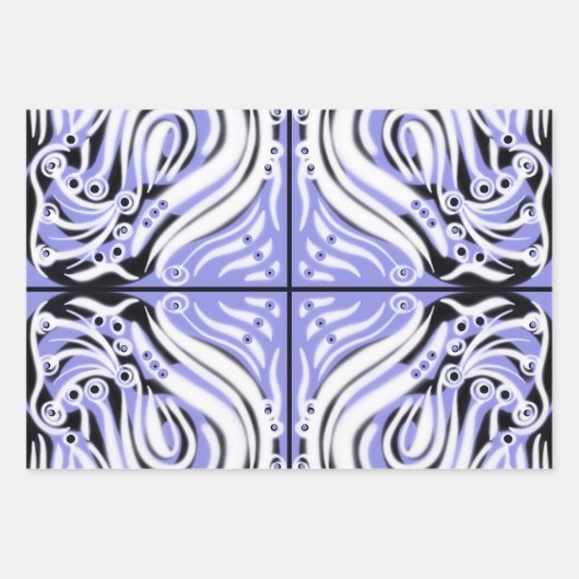 Paars zwart wit, Abstract patroon Inpakpapier Vel (Voorkant 3)