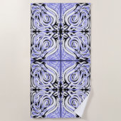 Paars zwart wit, Abstract patroon Strandlaken (Voorkant)