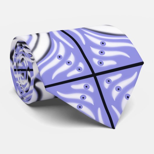 Paars zwart wit  Abstract patroon Stropdas (Opgerold)