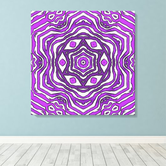 Paars zwart-wit cirkelvormig ontwerp canvas afdruk (Insitu (Houten vloer))