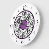Paars zwart-wit Damask Elegant 10,75-inch klok (Hoek)