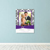 Paars, zwart, wit, Damask Wedding Canvas Afdruk (Insitu (Houten vloer))