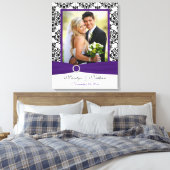 Paars, zwart, wit, Damask Wedding Canvas Afdruk (Insitu (Slaapkamer))